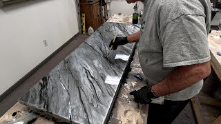 Watch how I created this Stone Gray epoxy countertop using Stone Coat epoxy KCDC Designs [upl. by Lehpar]