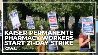 Kaiser Permanente pharmacy workers in Oregon go on 21day strike [upl. by Webb]