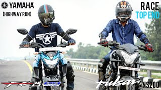 Pulsar NS200 VS Yamaha FZ25  RACE  TOP END  HIGHWAY BATTLE [upl. by Cairistiona]