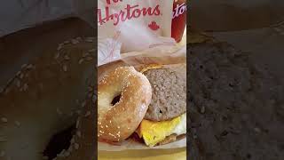 😋 Cheese Omelette on a Bagel 🥯 with a Blue berry 🫐 muffin for Breakfast at Tim Hortons😁 [upl. by Seely32]