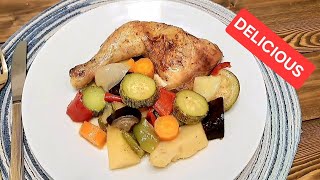 Best Baked Chicken Legs and Vegetables Youll Ever Have [upl. by Ahtanaram]