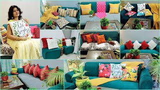 Tips to Decorate Sofa with Cushions and Throws  My Cushion Cover Collection Living Room Decoration [upl. by Mala]