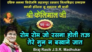 PAD40 रोम रोम जो रसना होती ROM ROM JO RASNA Swami Haridas ji Kelimal Sung by JSR Madhukar bhajan [upl. by Niatirb]