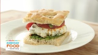 Pesto Chicken Burgers  Everyday Food with Sarah Carey [upl. by Amsirak659]