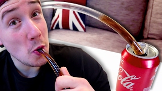 WORLDS LONGEST STRAW EXPERIMENT DRINKING COCA COLA [upl. by Orfinger]