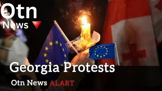 Georgians Rally Against EU Accession Delay  Otn News  Georgia  Otn News English [upl. by Arvell]