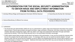 Form SSA 8240 Walkthrough Authorization for the SSA to obtain information from payroll providers [upl. by Allayne384]