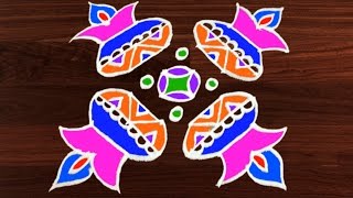 Rangoli Art  6 x 6 Dots  Easy Rangoli Designs with Kolam by Sunitha 295 [upl. by Rhetta]