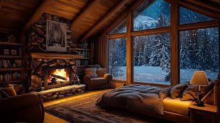 Wind and Crackling Fireplace in a Cozy Bedroom Winter  Cozy Ambience for Sleep Relax Study [upl. by Reidar]