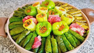 Lahana sarması 😋 5 LEZZET 💯 Karışık yaz dolması tarifi 👌 Etli Yaprak Biber Kabak dolma Nasıl Yapılır [upl. by Omora]