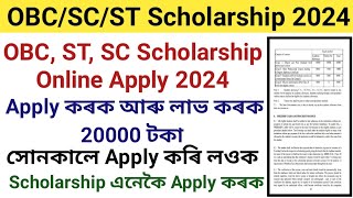 OBC SC ST Scholarship Online Apply 2024  NSP Online Apply  সোনকালে কৰি লওক [upl. by Calle]