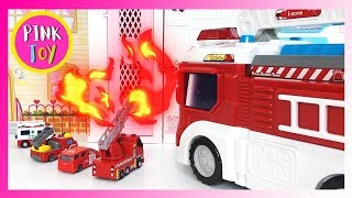 Fire Pororo transformation fire truck Pororo fire truck turned into Fire Station 핑크토이 pink toy [upl. by Dygert746]