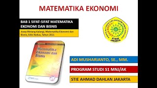 MTK EkonomiPertemuan 1  Sifat Sifat Matematika Ekonomi [upl. by Yemerej]