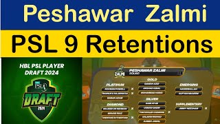 Peshawar Zalmi Retentions For PSL 9  Peshawar Zalmi Squad for PSL 9  PSL 2024  Naseem Shah Entry [upl. by Ailatan95]