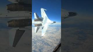 US F16 intercepting a Russian Tu95 was subjected to an unsafe maneuver by a Russian Su35 [upl. by Abekam]