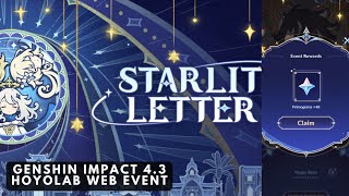 ANOTHER HOYOLAB WEB EVENT CLAIM 40 PRIMOGEMS NOW  Starlit Letter  Genshin Impact 43 [upl. by Denny]