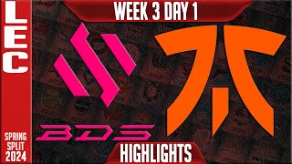 BDS vs FNC Highlights  LEC Spring 2024 W3D1  Team BDS vs Fnatic [upl. by Kashden837]