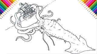 How to Draw Kraken from Pirates of the Caribbean [upl. by Leena]