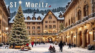 ST MORITZ 🇨🇭🎄❄️A Magical Christmas Evening Walk Tour in St Moritz Switzerland❄️4K 50p [upl. by Balmuth]