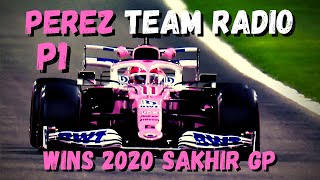 Sergio Perez Team Radio WINS 2020 Sakhir GP P1 quotIM SPEECHLESSquot  UNHEARD F1 Team Radio [upl. by Fanchon]