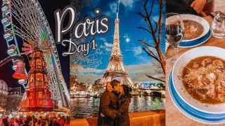 Paris Vlog Day 1  Eiffel Tower ChampsElysees Christmas Market [upl. by Dnalram]