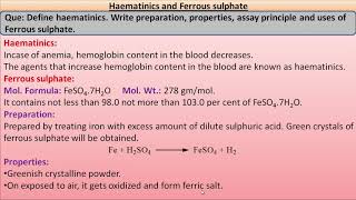 Haematinics and Ferrous sulphate monograph [upl. by Aeriel]