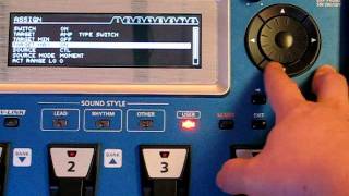 Roland GR55 Assigning a MIDI Control Change message CC from an FC300 [upl. by Ahsok511]