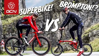 Can A Folding Bike Climb Superbike Vs Brompton Challenge [upl. by Raffin]