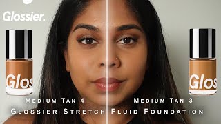 Glossier Stretch Fluid Foundation Swatches  Medium Tan 3 amp4 [upl. by Ailaroc]