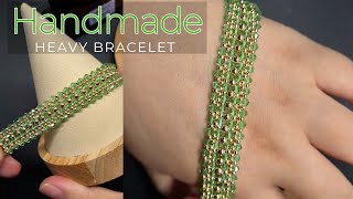 Diy Beaded heavy Bracelet ❤️ handmade green crystal bracelet tutorial diy beadedbracelet handmade [upl. by Dreher]