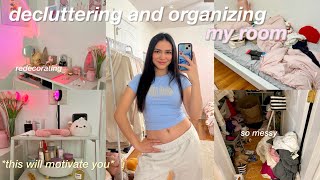 decluttering and organizing my room 🫧 deep cleaning closet cleanout redecorating [upl. by Liagaba358]