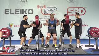 World Record Squat equipped with 2795 kg by Daria Rusanenko UKR in 84kg class [upl. by Aehta530]