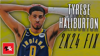 NBA 2K24  Tyrese Haliburton  Jumpshot Fix  Badges  Attributes [upl. by Ag659]