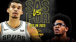 San Antonio Spurs vs Portland Trail Blazers Full Game Highlights  December 28 2023  FreeDawkins [upl. by Ahsile]