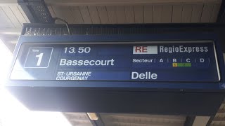 SBB Ansage einfahrt RE nach DelleAnnonce CFF entrée RE pour Delle [upl. by Nylteak]