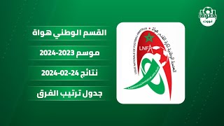 نتائج مباريات اليوم 24022024 و ترتيب القسم الوطني هواة 2024 [upl. by Floris204]