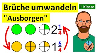 Brüche umwandeln  Gemischte Zahl ein Ganzes ausborgen  typische Aufgaben [upl. by Noli459]