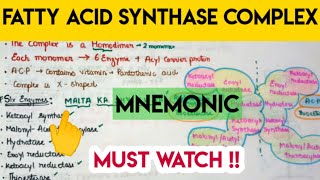 Fatty acid synthase complex trickmust watch learn enzymes easily MbbsclasseswithASHISH [upl. by Ordnassela]