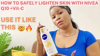 HOW TO LIGHTEN YOUR SKIN USING NIVEA Q10 PLUS VITAMIN C LOTION My honest review😍🤯🔥 nivealotion [upl. by Pardoes]