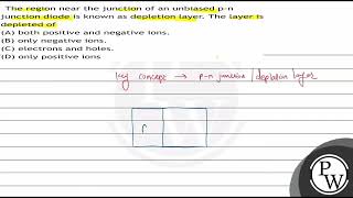 The region near the junction of an unbiased pn junction diode is known as depletion layer The [upl. by Dranik618]