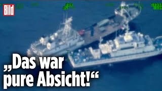 Eskalation auf dem Meer Militärschiff will Fischer versenken [upl. by Ecienal]