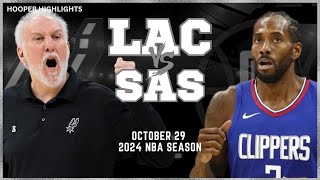 San Antonio Spurs vs LA Clippers Full Game Highlights  Oct 29  2024 NBA Season [upl. by Yllaw]