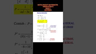 NOTA PADAT MATRIKS MATEMATIK TINGKATAN 5 cikguhasifaheking spm matrix matematik nota shorts [upl. by Hertzog]