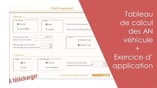 Avantage en nature véhicule partie 2 tableau de calcul  exercice AN véhicule  titres restaurant [upl. by Acissey125]