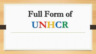 Full Form of UNHCR  Did You Know [upl. by Odrarej]