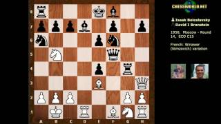 Evolution of Chess Style 177 Boleslavsky vs Bronstein  Playoff 1950  French Defence Rd 14 [upl. by Idalina]