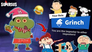 Shinchan became grinch in super sus and trolling imposters 😂🔥  shinchan playing among us 3d 😂 [upl. by Ilhsa587]