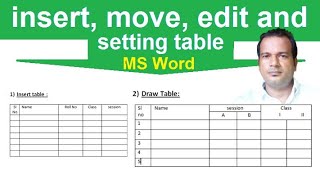 How to insert move and edit table in MS Word  Insert table and draw table [upl. by Daisy873]