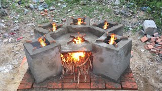 Amazing Techology for building a 6 in 1 SmokeFree Outdoor Stove of a Poor Farmer DIY Wood Stove [upl. by Oslec78]