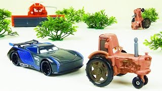 Jackson Storm goes Tractor Tipping Stop Motion Animation Disney Cars 3 Toys [upl. by Neetsirhc]